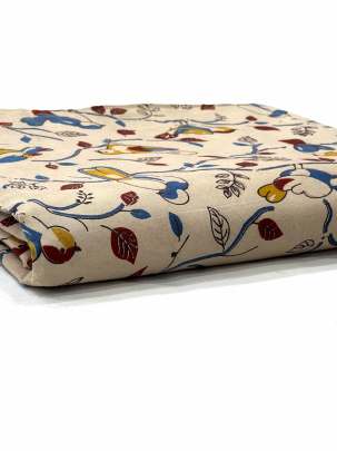  Cotton Kalamkari Natural Handblocked Print - Cream/ 