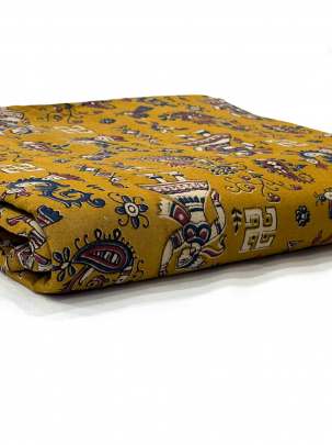  Cotton Kalamkari Natural Handblocked Print - Mustard yellow/ 