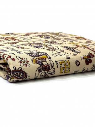  Cotton Kalamkari Natural Handblocked Print - Cream/ 