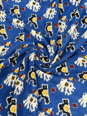  Cotton Kalamkari Natural Handblocked Print - Royal Blue/ 