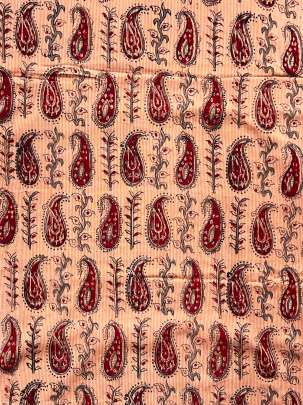  Cotton Kalamkari Natural Handblocked Print Reddish Peach/ 