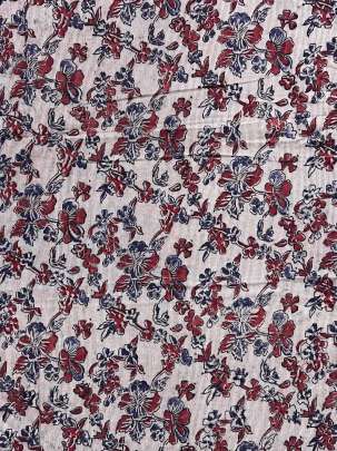  Cotton Kalamkari Natural Handblocked Print Light Maroon Grey/ 