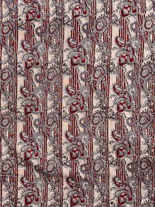  Cotton Kalamkari Natural Handblocked Print Maroon/ 