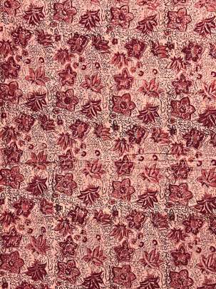  Cotton Kalamkari Natural Handblocked Print Maroon/ 