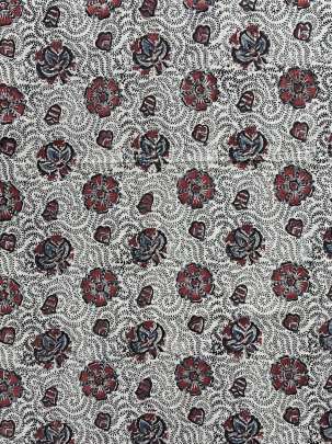  Cotton Kalamkari Natural Handblocked Print Light Greenish Grey/ 