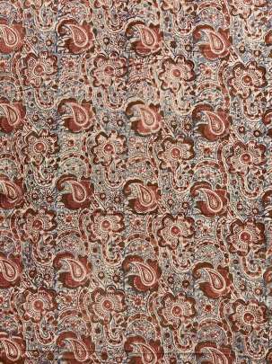  Cotton Kalamkari Natural Handblocked Print Rust/ 