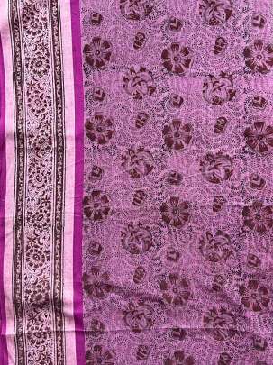  Cotton Kalamkari Natural Handblocked Print Rani Pink/ 