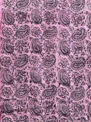  Cotton Kalamkari Natural Handblocked Print Pink/ 