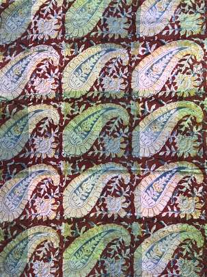  Cotton Kalamkari Natural Handblocked Print Maroon/ 