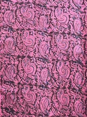  Cotton Kalamkari Natural Handblocked Print Pink/ 