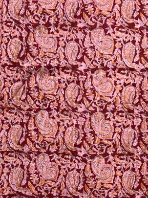  Cotton Kalamkari Natural Handblocked Print Maroon/ 