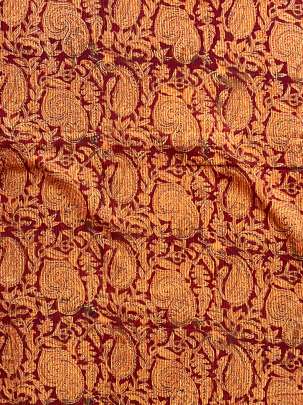  Cotton Kalamkari Natural Handblocked Print Maroon/ 