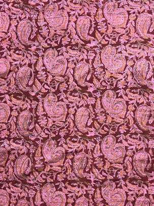  Cotton Kalamkari Natural Handblocked Print Maroon/ 