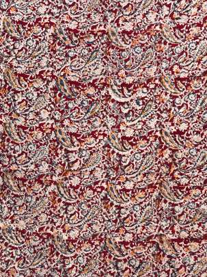  Cotton Kalamkari Natural Handblocked Print Maroon/ 