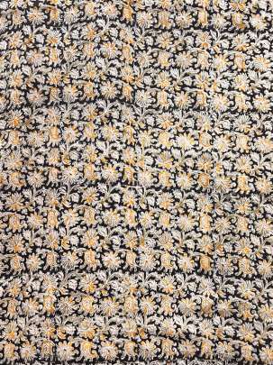  Cotton Kalamkari Natural Handblocked Print Black/ 