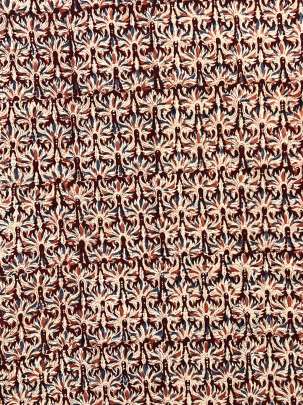  Cotton Kalamkari Natural Handblocked Print Maroon/ 