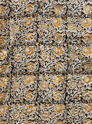  Cotton Kalamkari Natural Handblocked Print Black/ 