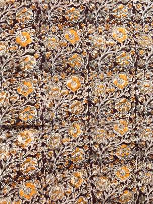  Cotton Kalamkari Natural Handblocked Print Maroon/ 