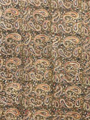  Cotton Kalamkari Natural Handblocked Print Khakhi Green/ 