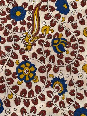  Cotton Kalamkari Natural Handblocked Print - Cream/ 