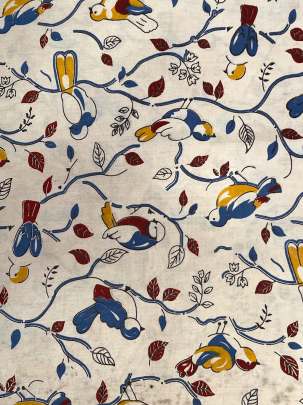  Cotton Kalamkari Natural Handblocked Print - Cream/ 