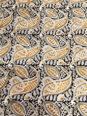  Cotton Kalamkari Natural Handblocked Print - Black/ 