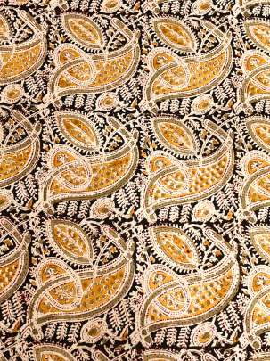  Cotton Kalamkari Natural Handblocked Print - Mustard yellow/ 