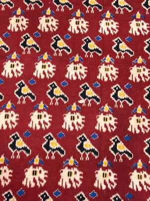  Cotton Kalamkari Natural Handblocked Print - Maroon/ 