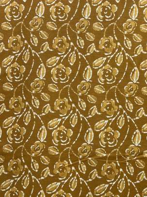 Cotton Linen Print Dark Mustard Yellow/ 