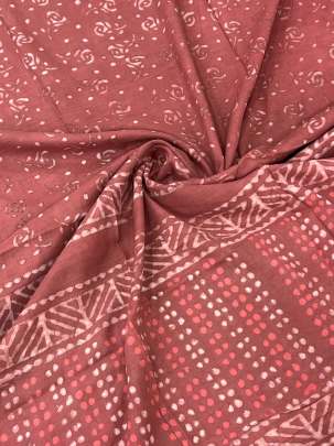 Cotton Mal hand-blocked Dhabu print dupatta - Peach/