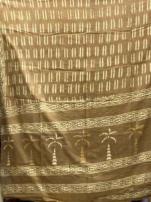 Cotton Mal hand-blocked Dhabu print dupatta - Beiege/ Printed duppatas