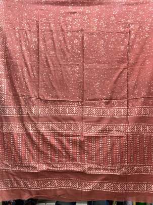 Cotton Mal hand-blocked Dhabu print dupatta - Peach/ Printed duppatas