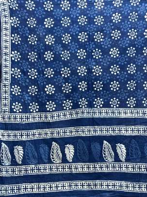 Cotton Mal hand-blocked Dhabu print dupatta - Indigo blue/ Printed duppatas