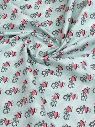 Cotton Mughal Handblocked Butti Print Light Sky Blue/