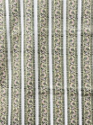 Cotton Mughal Handblocked Floral Print Creamish Yellow/ 