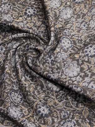  Cotton Kalamkari Natural Handblocked Print Dark Grey/ 