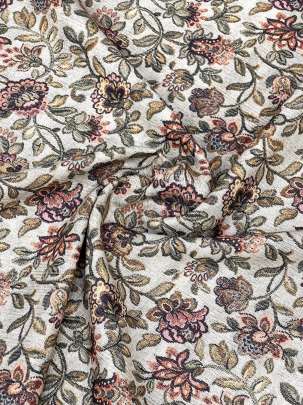 Cotton linen print - Cream/ 