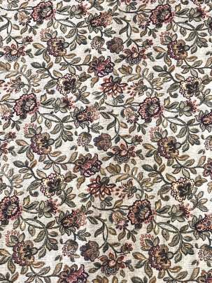 Cotton linen print - Cream/ 