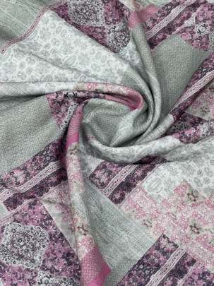 Cotton linen print - Greyish Green/