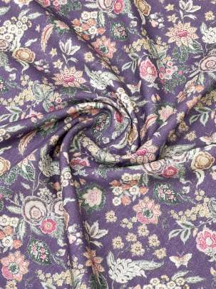 Cotton linen print - Light Purple/