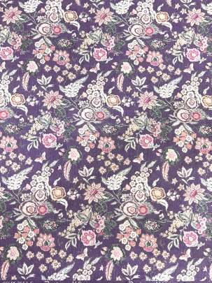 Cotton linen print - Light Purple/ 