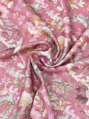 Cotton linen print - Peach/