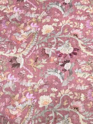 Cotton linen print - Peach/ 