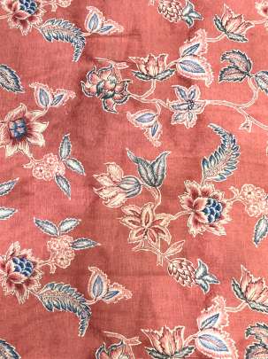 Cotton linen print - Peach/ 