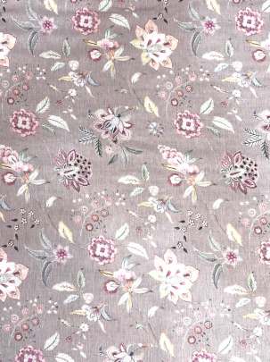 Cotton linen print - Peach grey/ 