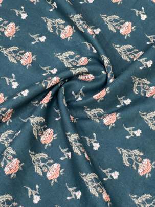 Cotton linen print - Rama Green/ 