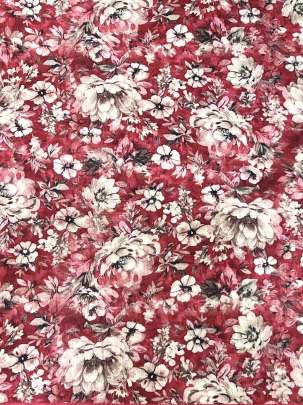 Cotton linen print - Rust red/ 