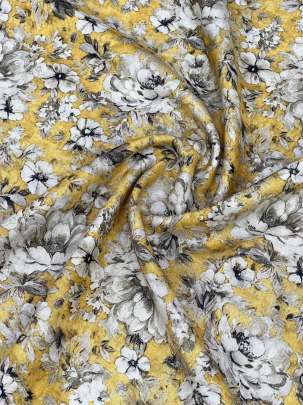 Cotton linen print - Yellow/ 