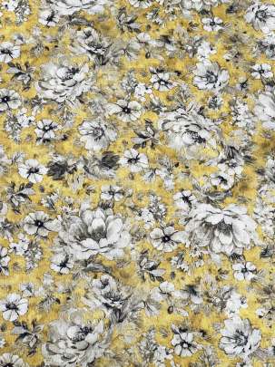 Cotton linen print - Yellow/ 