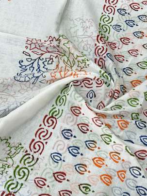 Cotton mal multicolour printed duppata - White/